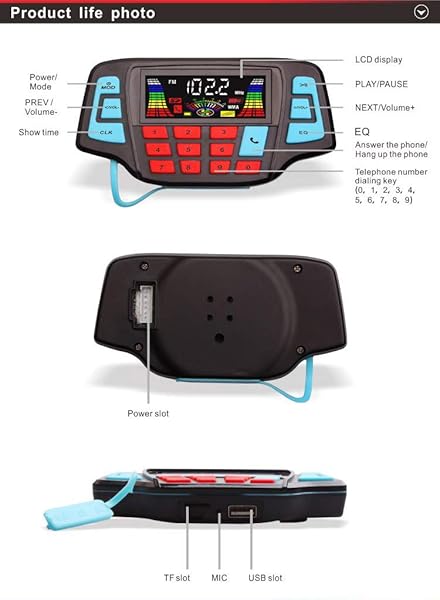 XYC XYC 3 Inch Motorcycle Weatherproof Bluetooth Speaker MP3 Music Player Audio System for ATV UTV USB Micro SD FM Radio Black - View 3 of 5