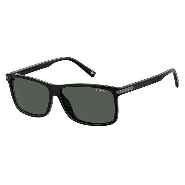 Polaroid Shop Polaroid Men's PLD 2075/S/X Rectangular Sunglasses - Black Polarized Gray, 59mm, Stylish & Durable