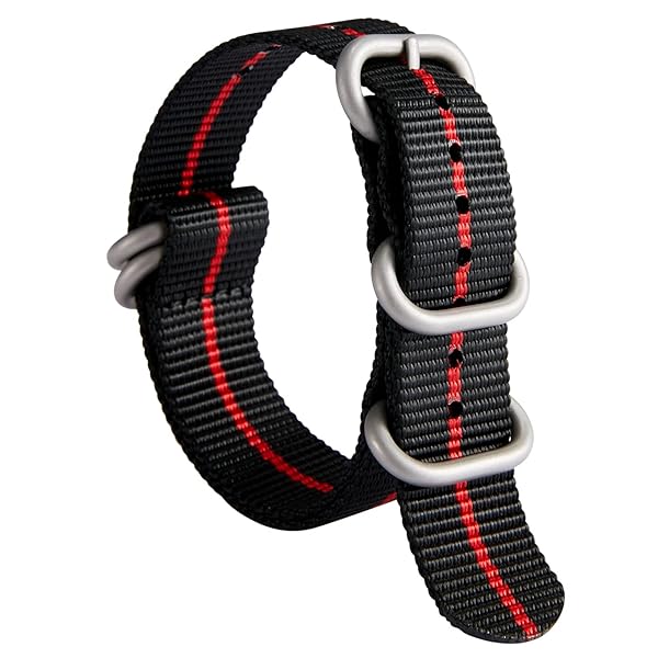 BINLUN BINLUN Thick Nylon Watch Strap Replacement for Men 18mm 20mm 22mm 24mm Military Heavy Duty with Silver Black Stainless Steel Buckle - View 2 of 7