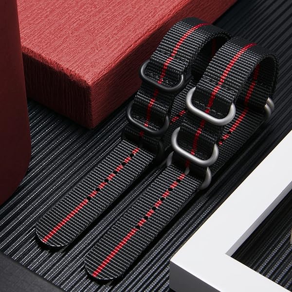BINLUN BINLUN Thick Nylon Watch Strap Replacement for Men 18mm 20mm 22mm 24mm Military Heavy Duty with Silver Black Stainless Steel Buckle - View 5 of 7