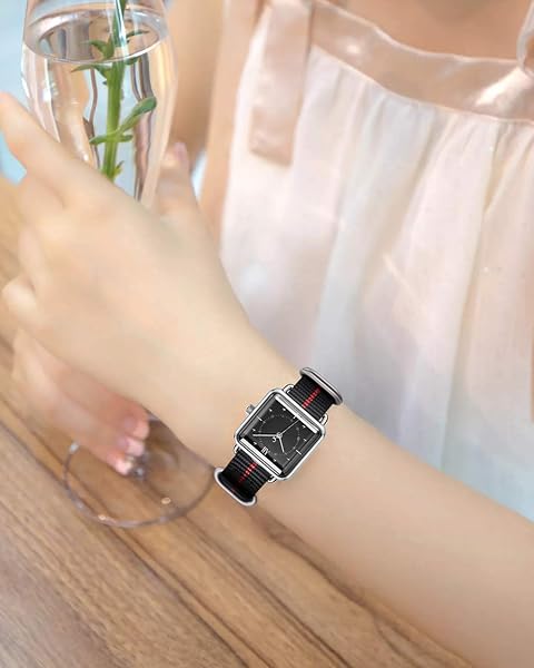 BINLUN BINLUN Thick Nylon Watch Strap Replacement for Men 18mm 20mm 22mm 24mm Military Heavy Duty with Silver Black Stainless Steel Buckle - View 7 of 7