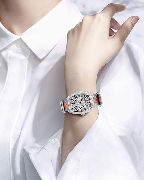 BINLUN BINLUN Thick Nylon Watch Strap Replacement for Men 18mm 20mm 22mm 24mm Military Heavy Duty with Silver Black Buckle Grey Orange Band - View 4 of 6