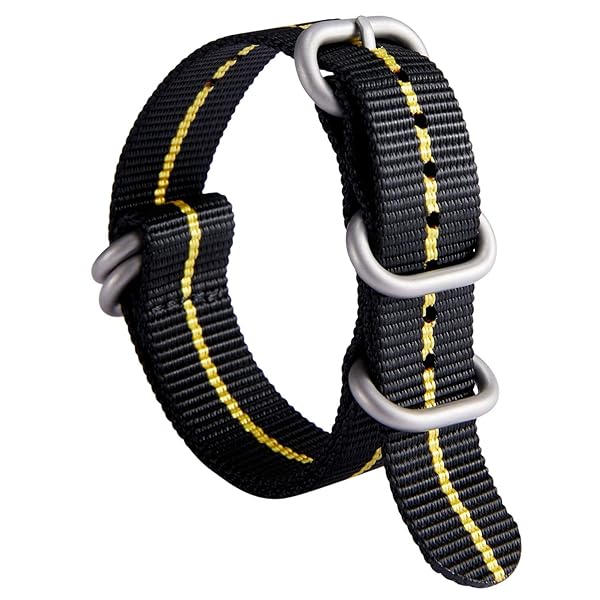 BINLUN BINLUN Thick Nylon Watch Strap Replacement Bands for Men 18mm 20mm 22mm 24mm Military Heavy Duty with Silver Black Stainless Steel Buckle