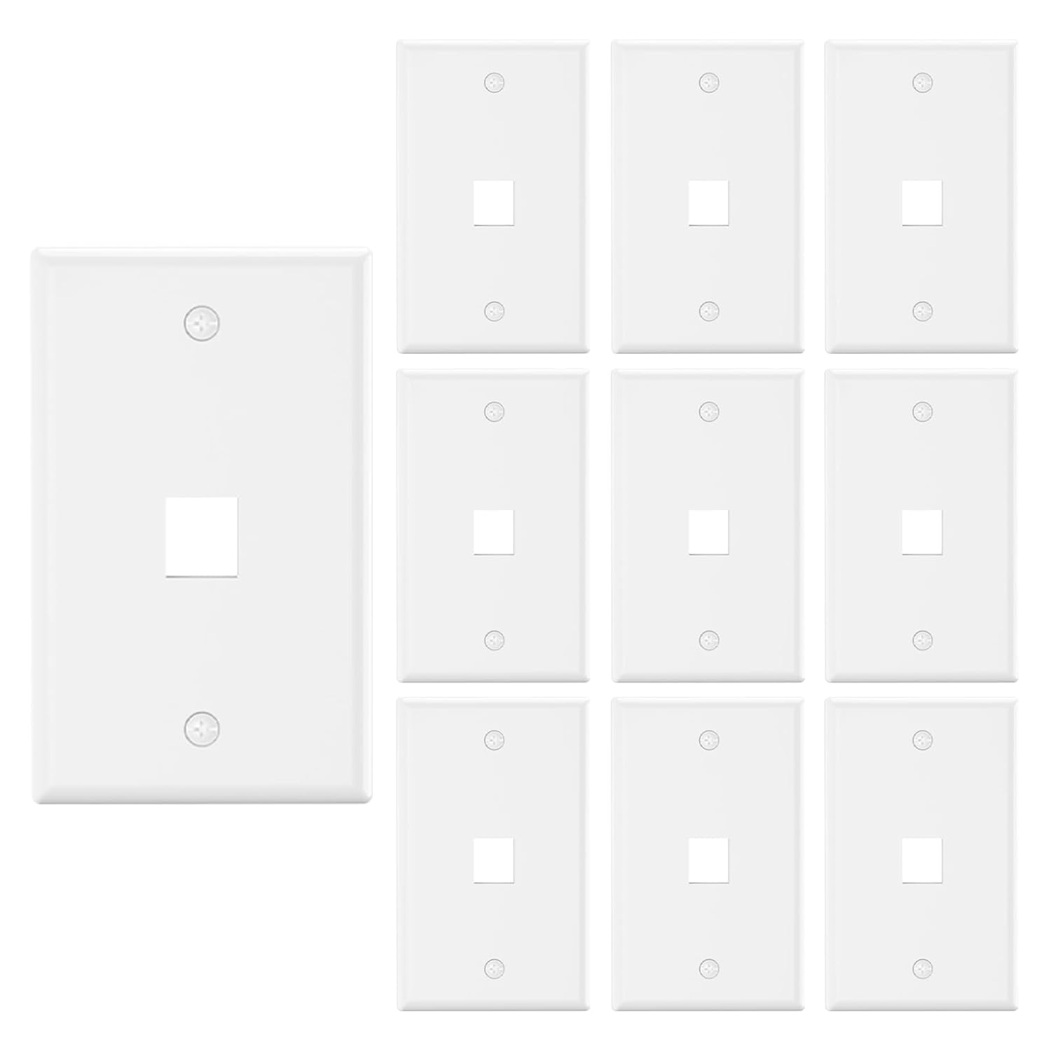 VCE 1 Port Keystone Wall Plate UL Listed 10 Pack Single Gang Wall Plates for RJ45 Keystone Jack Modular Inserts White