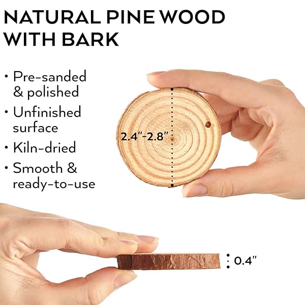 ARTEZA ARTEZA Natural Wood Slices 45 Pieces 2.4-2.8 Inch Round Pine Discs for Crafts Christmas Ornaments Centerpieces and Paintings Brown Small - View 3 of 10