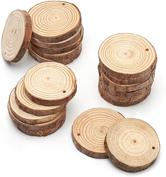 ARTEZA ARTEZA Natural Wood Slices 45 Pieces 2.4-2.8 Inch Round Pine Discs for Crafts Christmas Ornaments Centerpieces and Paintings Brown Small - View 7 of 10