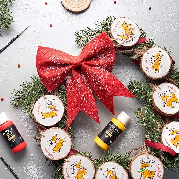 ARTEZA ARTEZA Natural Wood Slices 45 Pieces 2.4-2.8 Inch Round Pine Discs for Crafts Christmas Ornaments Centerpieces and Paintings Brown Small - View 8 of 10