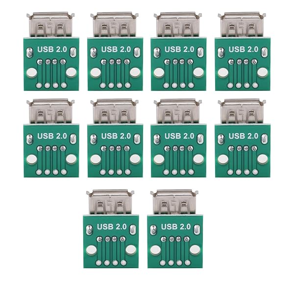 Walfront 10Pcs USB Type A Female 4-Pin DIP Socket Adapter Connector - 2.54mm Pitch Power Supply