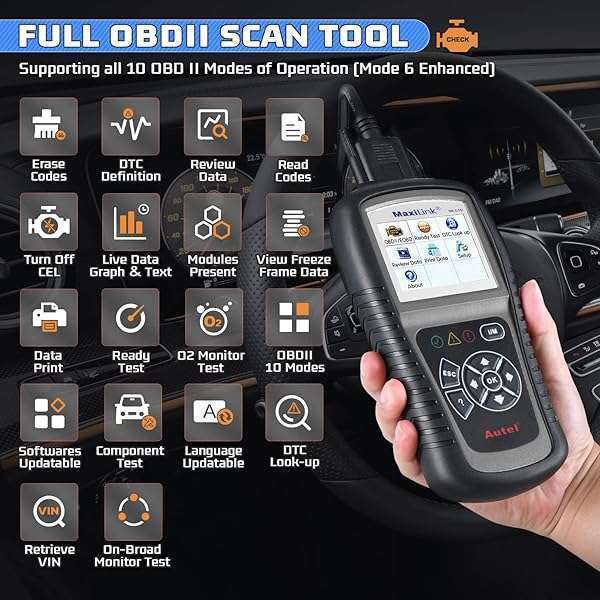 Autel Autel MaxiLink ML519 OBD2 Scanner: Enhanced Mode 6 Diagnostic Tool for Check Engine Codes & CAN Systems - View 3 of 10