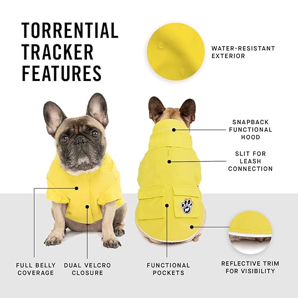 Canada Pooch Canada Pooch Torrential Tracker Dog Rain Jacket Waterproof Adjustable Full Body Coverage with Pockets and Reflective Trim for Dogs - View 3 of 6