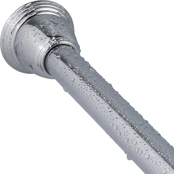 Splash Home Adjustable Chrome Shower Curtain Rod 42-72 Inches - No Drilling, Non-Slip Tension Rod for Easy Bathroom Upgrade