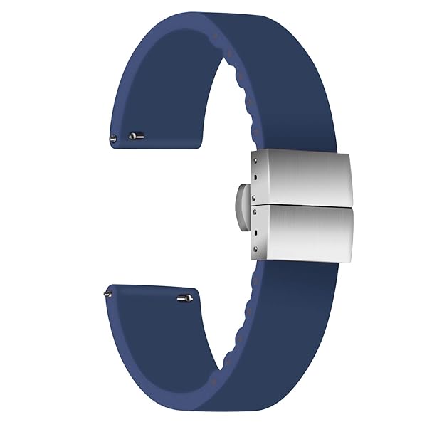 ULLCHRO Silicone Watch Strap Replacement Rubber Watch Band Waterproof - 14mm, 16mm, 18mm, 20mm, 22mm, 24mm Watch Bracelet with Stainless Steel Deployment Buckle (22mm, Navy Blue)