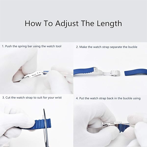 ULLCHRO ULLCHRO Waterproof Silicone Watch Strap Replacement Band 20mm White with Stainless Steel Deployment Buckle for Various Sizes - View 6 of 8