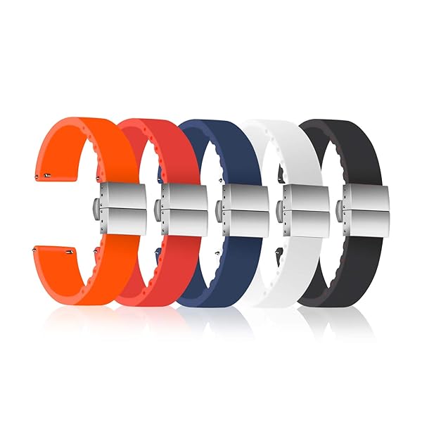 ULLCHRO ULLCHRO Waterproof Silicone Watch Strap Replacement - 14mm to 24mm with Stainless Steel Buckle (22mm, White) - View 4 of 8