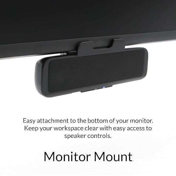 Cyber Acoustics Cyber Acoustics USB & Bluetooth Speaker Bar (CA-2890BT) – USB Powered Speaker with Speakerphone for PC and Bluetooth to Simultaneously Connect to Smartphones, Clamps to Monitor, Convenient Controls - View 4 of 8