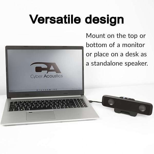 Cyber Acoustics Cyber Acoustics USB & Bluetooth Speaker Bar (CA-2890BT) – USB Powered Speaker with Speakerphone for PC and Bluetooth to Simultaneously Connect to Smartphones, Clamps to Monitor, Convenient Controls - View 8 of 8