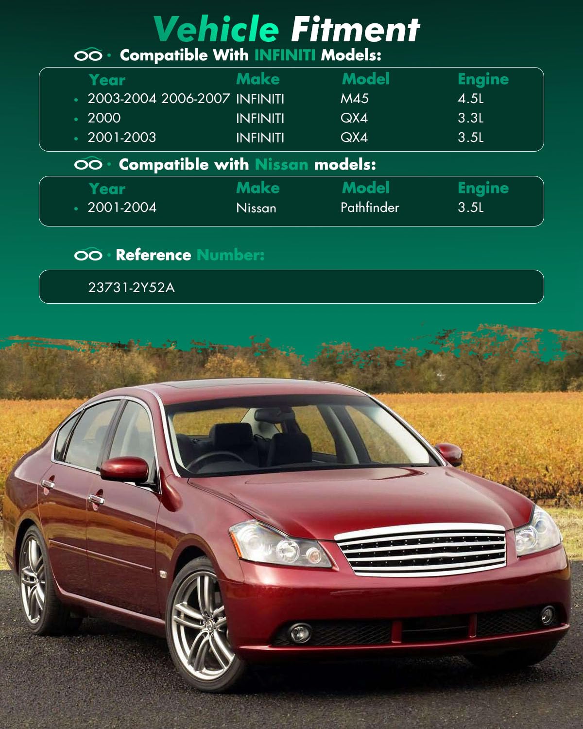 SCITOO SCITOO Camshaft Position Sensor for Infiniti FX45 M45 Nissan Pathfinder 3.5L 2003-2008 1995-2005 OEM 23731-2Y52A 23731-2Y524 - View 3 of 6