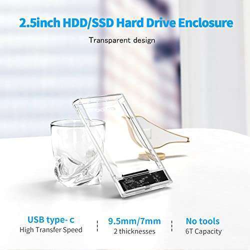 ELUTENG ELUTENG 2.5 SSD Enclosure 5Gbps Hard Drive Case Tool Free SATA to USB 3.1 Solid State Drive Enclosure USB C SSD HDD Enclosure Max 4TB Support UASP for 2.5 Inch SSD &amp; HDD for WD Seagate Samsung - View 4 of 9