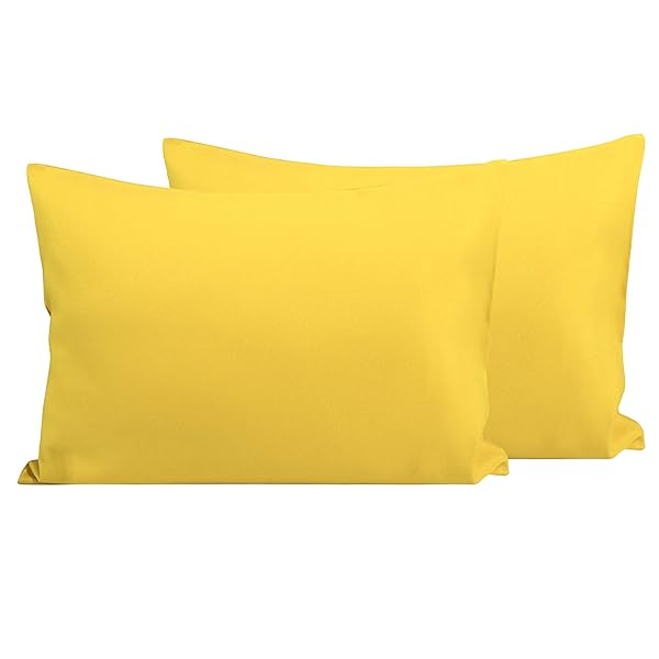 FLXXIE FLXXIE 2 Pack Microfiber Toddler Pillowcases Soft Cozy Travel Pillow Covers Yellow 14 x 20 Inches Fits Baby Pillows 12 x 16 13 x 18