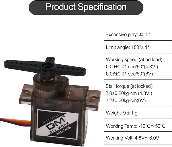 diymore diymore 4pcs DM90S Servo Micro 180Â° 9 Gram Metal Gear Servo Digital Micro Servo Motor for 450 RC Helicopter Plane Boat Car (180 Rotating) - View 6 of 8