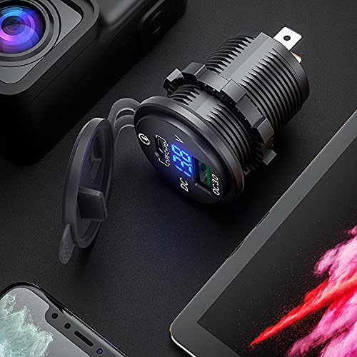 GemCoo GemCoo 12V USB Charger PD Type C and QC 3.0 Dual USB Socket 63W Waterproof Fast Charge for Motorcycle Marine Boat RV ATV - View 5 of 8