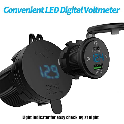 GemCoo GemCoo 12V USB Charger PD Type C and QC 3.0 Dual USB Socket 63W Waterproof Fast Charge for Motorcycle Marine Boat RV ATV - View 6 of 8