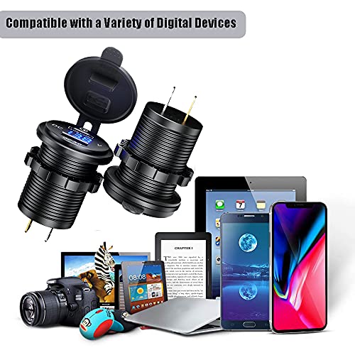 GemCoo GemCoo 12V USB Charger PD Type C and QC 3.0 Dual USB Socket 63W Waterproof Fast Charge for Motorcycle Marine Boat RV ATV - View 8 of 8