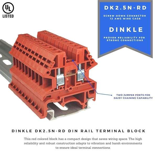 International Connector Buy Dinkle DK2.5N DIN Rail Terminal Blocks Kit - 20A, 600V Connectors for 12-22 AWG with Ground Blocks & Accessories - View 5 of 9
