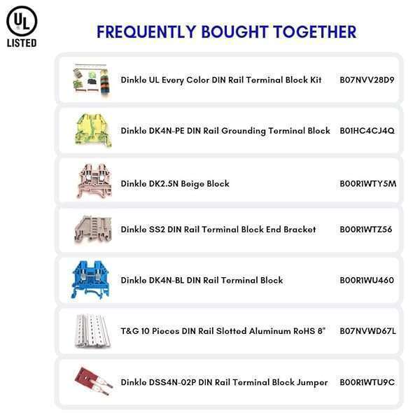 International Connector Buy Dinkle DK2.5N DIN Rail Terminal Blocks Kit - 20A, 600V Connectors for 12-22 AWG with Ground Blocks & Accessories - View 8 of 9