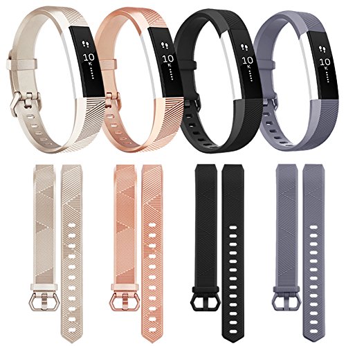 Tobfit Tobfit 4 Pack Soft Sport Silicone Bands for Fitbit Alta Alta HR Replacement Wristbands for Men and Women in Black Champagne Gold Rose Gold Gray - View 2 of 6