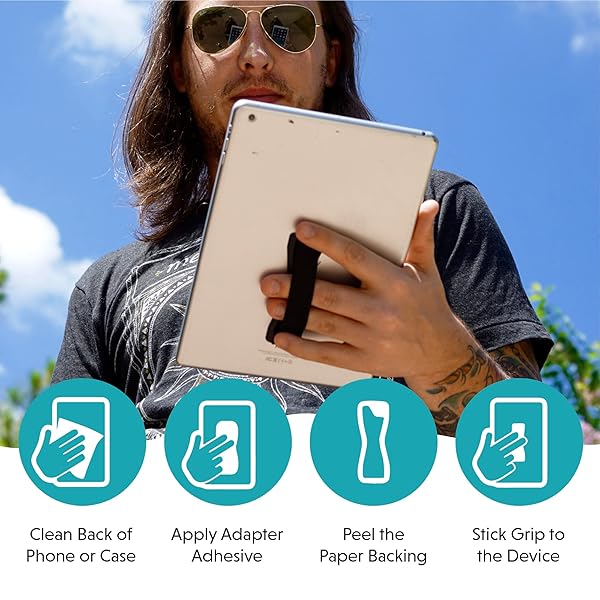 LOVEHANDLE LOVEHANDLE Duo Grip: Black Stripe Elastic Strap for Smartphones & Tablets - Original & XL Grip Options - View 6 of 8