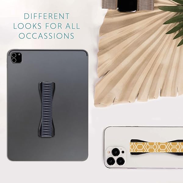 LOVEHANDLE LOVEHANDLE Duo Grip: Black Stripe Elastic Strap for Smartphones & Tablets - Original & XL Grip Options - View 8 of 8