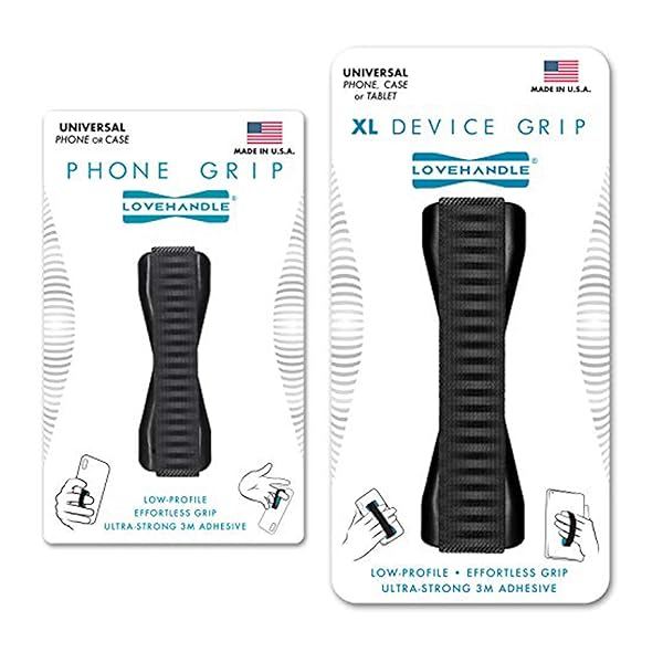 LOVEHANDLE LOVEHANDLE Duo Grip: Black Stripe Elastic Strap for Smartphones & Tablets - Original & XL Grip Options - View 2 of 8