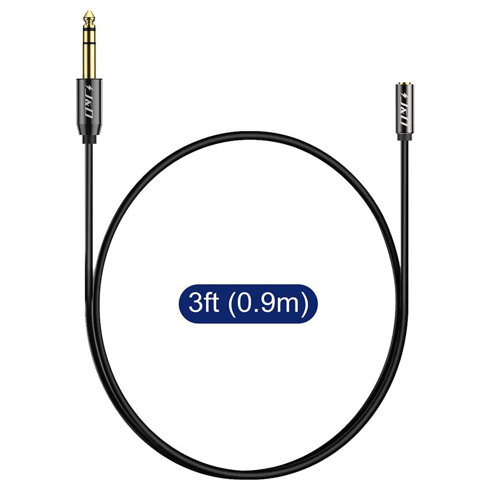 J&D J&D 6.35mm to 3.5mm Headphone Jack Adapter - 3ft Gold Plated Stereo Audio Cable for Guitar Amps & Headphones - View 7 of 8