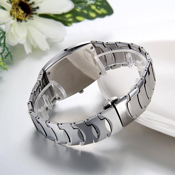 JewelryWe JewelryWe Men's Tungsten Carbide Bracelet Watch with Square Dial Quartz Perfect Gift for Him this Christmas - View 5 of 8