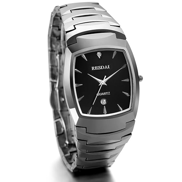 JewelryWe JewelryWe Men's Tungsten Carbide Bracelet Watch with Square Dial Quartz Perfect Gift for Him this Christmas - View 2 of 8