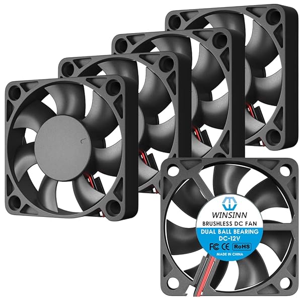 WINSINN WINSINN 50mm 12V Cooling Fan 6000 RPM Dual Ball Bearing Replacement for 3D Printers and Small Appliances 5 Pack - View 2 of 5