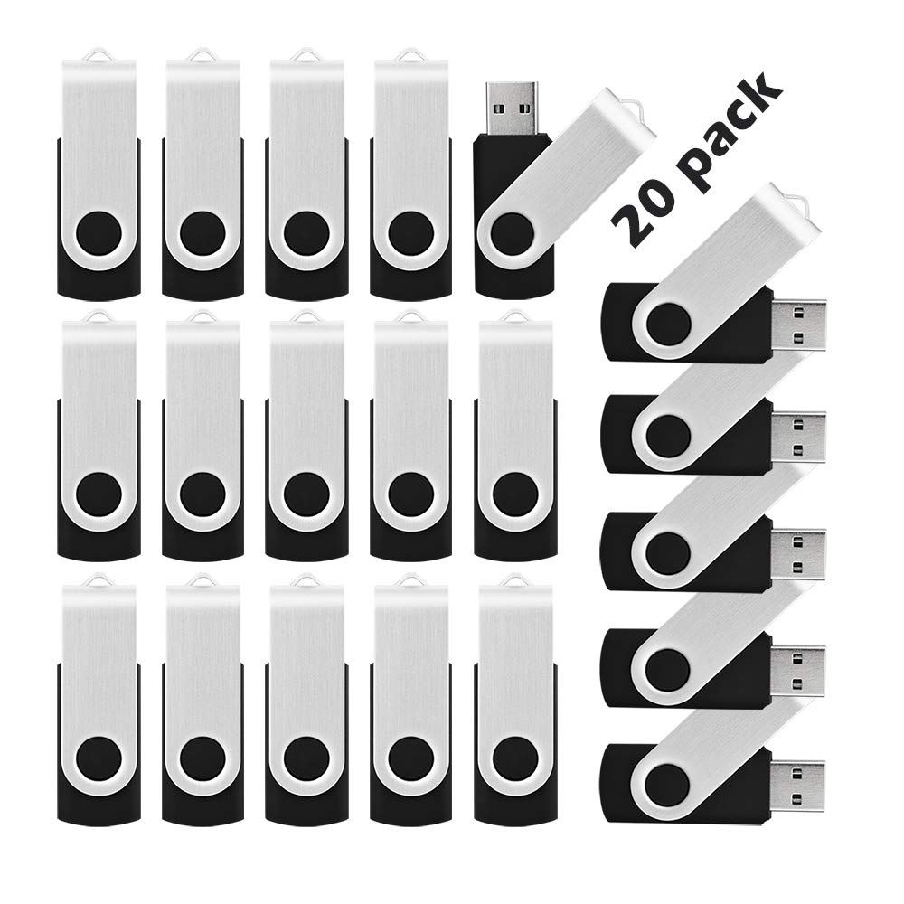 KOOTION KOOTION 20pcs 16GB USB 3.0 Flash Drive Bulk Memory Stick Swivel Jump Drive for Data Storage Black