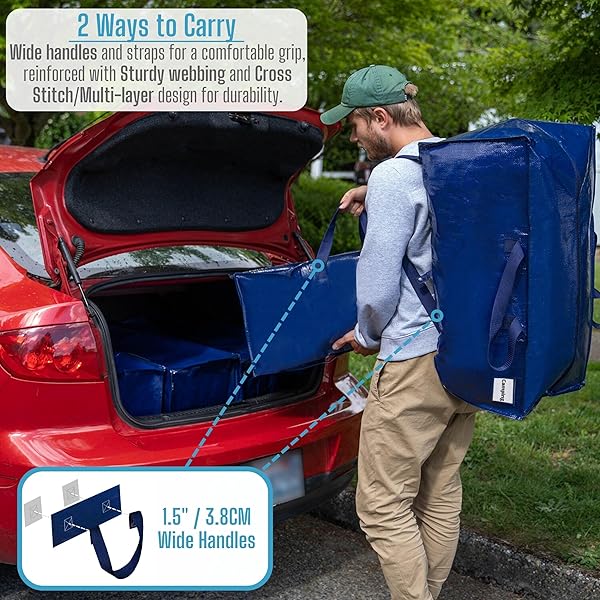 VENO VENO Heavy Duty Extra Large Storage Bag 4 Pack with Zipper and Handles Compatible with IKEA Frakta for Moving and Organizing - View 2 of 7