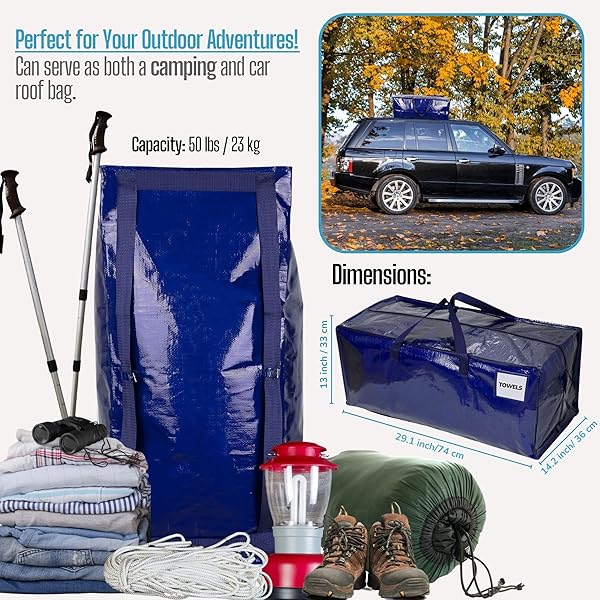 VENO VENO Heavy Duty Extra Large Storage Bag 4 Pack with Zipper and Handles Compatible with IKEA Frakta for Moving and Organizing - View 5 of 7