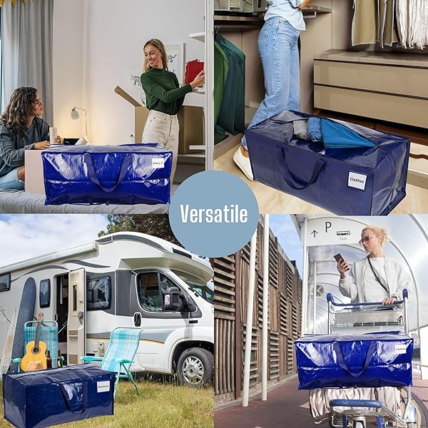 VENO VENO Heavy Duty Extra Large Storage Bag 4 Pack with Zipper and Handles Compatible with IKEA Frakta for Moving and Organizing - View 6 of 7