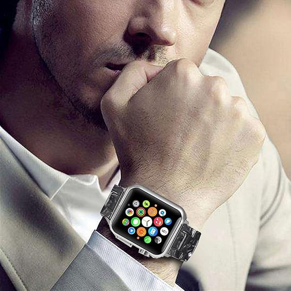 SPINYE SPINYE Colorful Resin Band for Apple Watch 38mm 40mm 41mm Compatible with Series 9 8 Ultra 7 SE 6 5 4 3 for Women and Men Black - View 5 of 8