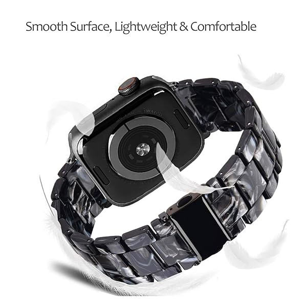 SPINYE SPINYE Colorful Resin Band for Apple Watch 38mm 40mm 41mm Compatible with Series 9 8 Ultra 7 SE 6 5 4 3 for Women and Men Black - View 6 of 8