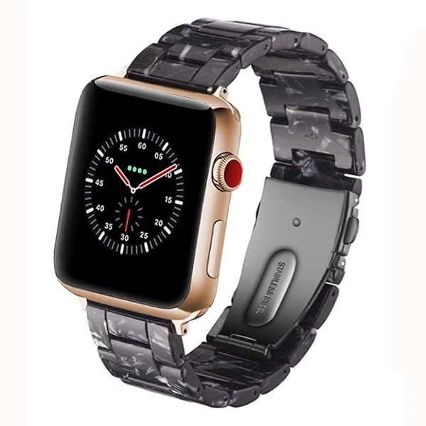 SPINYE SPINYE Colorful Resin Band for Apple Watch 38mm 40mm 41mm Compatible with Series 9 8 Ultra 7 SE 6 5 4 3 for Women and Men Black