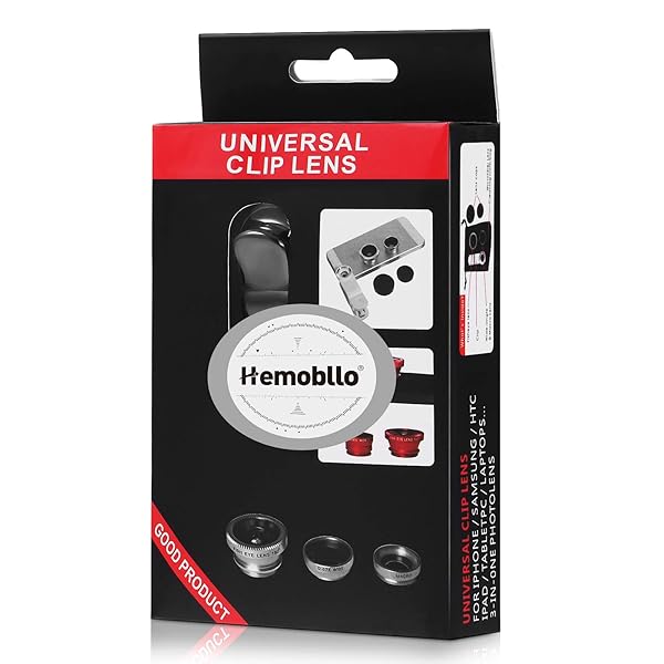Hemobllo 3-in-1 Hemobllo Mobile Phone Lens: Super Wide Angle, Macro & Fisheye for iPhone 6S/7/8/X - Clip-On Camera Accessory - View 7 of 10