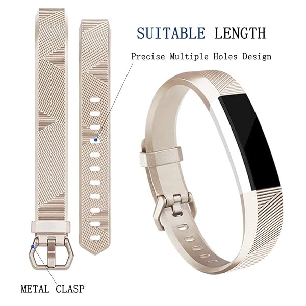 Tobfit Tobfit Waterproof Sport Bands for Fitbit Alta Alta HR Ace Soft TPU Replacement Wristbands Small Champagne Gold Rose Gold - View 3 of 7