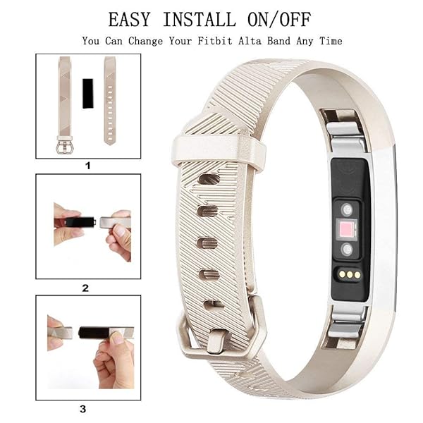Tobfit Tobfit Waterproof Sport Bands for Fitbit Alta Alta HR Ace Soft TPU Replacement Wristbands Small Champagne Gold Rose Gold - View 5 of 7