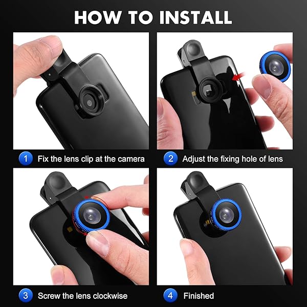 Hemobllo 3-in-1 Hemobllo Mobile Phone Lens: Super Wide Angle, Macro & Fisheye for iPhone 6S/7/8/X - Clip-On, Portable & Stylish (Blue) - View 4 of 10