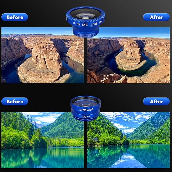 Hemobllo 3-in-1 Hemobllo Mobile Phone Lens: Super Wide Angle, Macro & Fisheye for iPhone 6S/7/8/X - Clip-On, Portable & Stylish (Blue) - View 8 of 10