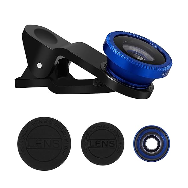 Hemobllo 3-in-1 Hemobllo Mobile Phone Lens: Super Wide Angle, Macro & Fisheye for iPhone 6S/7/8/X - Clip-On, Portable & Stylish (Blue) - View 9 of 10